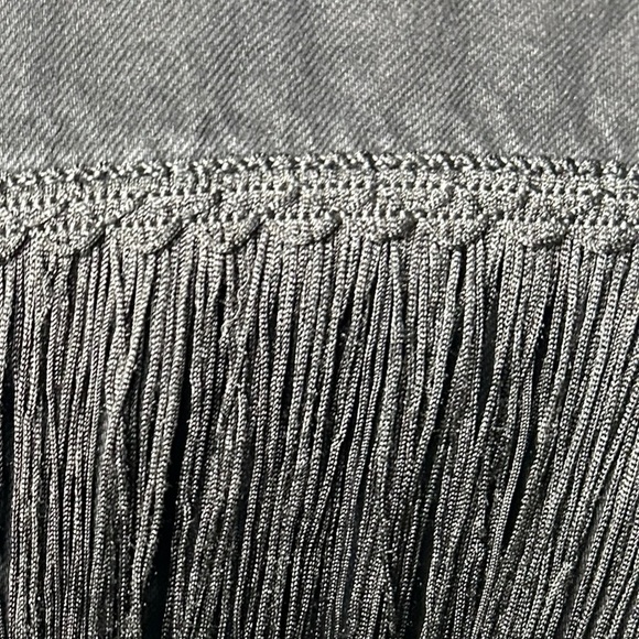 ZARA women’s black denim jacket with fringe back size US M EUC - Picture 4 of 5